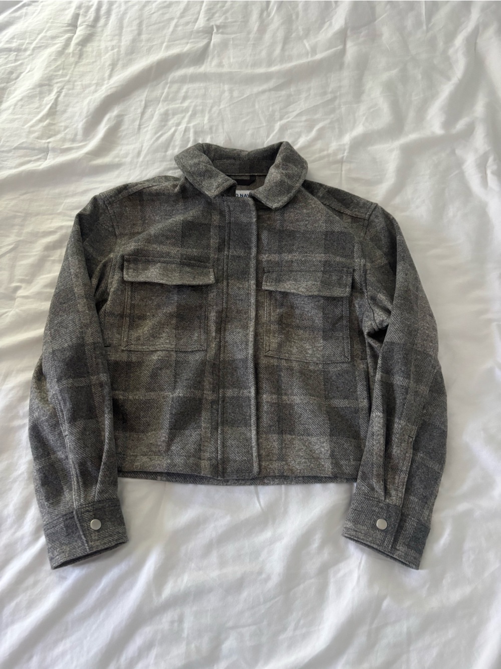 Old Navy Gray Plaid Cropped Jacket Size Small